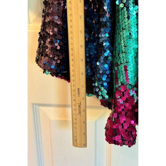 Collective The Label Ombre Sequin Long Sleeve Fuchsia & Teal Mini Dress Women's - Picture 10 of 12